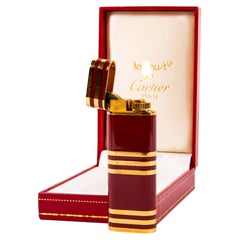 Vintage Cartier Les Must Lighter Red Lacquered in Box 1970s