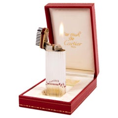 Vintage Cartier Les Must lighter Silver plated Complete In Box 1970s
