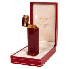 Vintage Cartier Les Must Trinity lighter Gold Plated with Red Laquer in Box