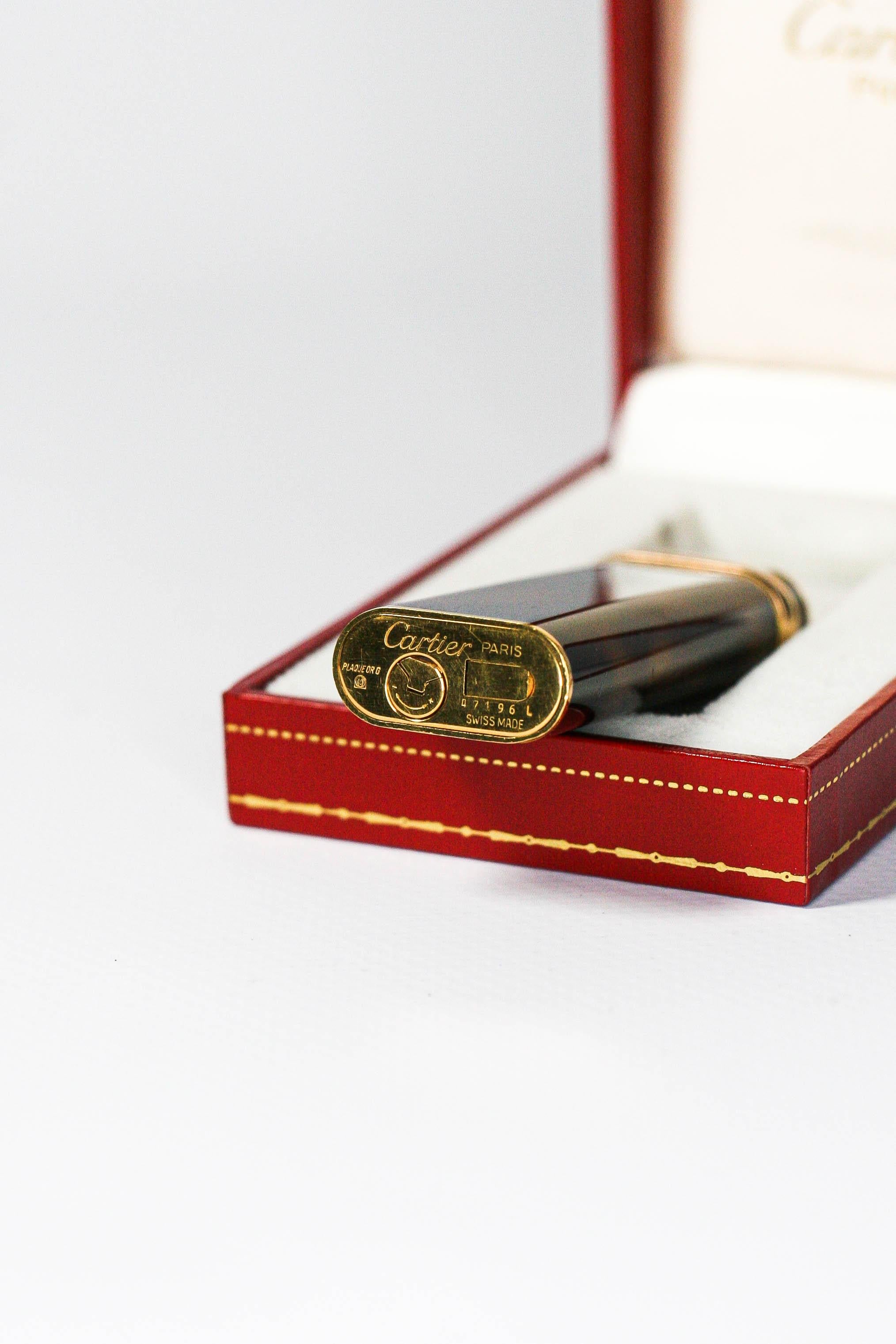 Cartier Les Must Trinity briquet vintage plaqué or avec laque écaille de tortue 3