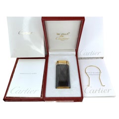 Vintage Cartier Lighter Short “Trinity” Rare Gold and Gunmetal “Godron” Model