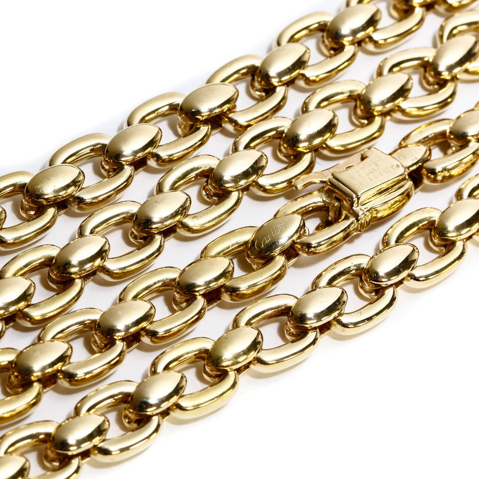 Vintage Cartier Link Necklace 18 Karat Yellow Gold In New Condition For Sale In Houston, TX