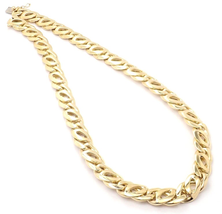 Vintage Cartier Link Yellow Gold Chain Necklace For Sale at 1stDibs cartier chain design cartier design chain cartier chain link