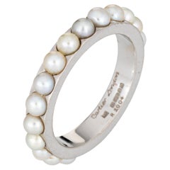Vintage Cartier London Pearl Eternity Ring c1979 Signed Jewelry Sz 7.5 Band
