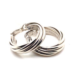 Vintage Cartier London Platinum Hoop Earrings, circa 1990
