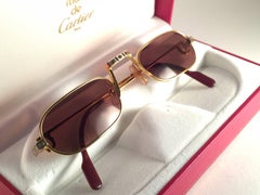 Lunettes de soleil vintage Cartier Louis Santos Demi Lune 50mm plaquées or
