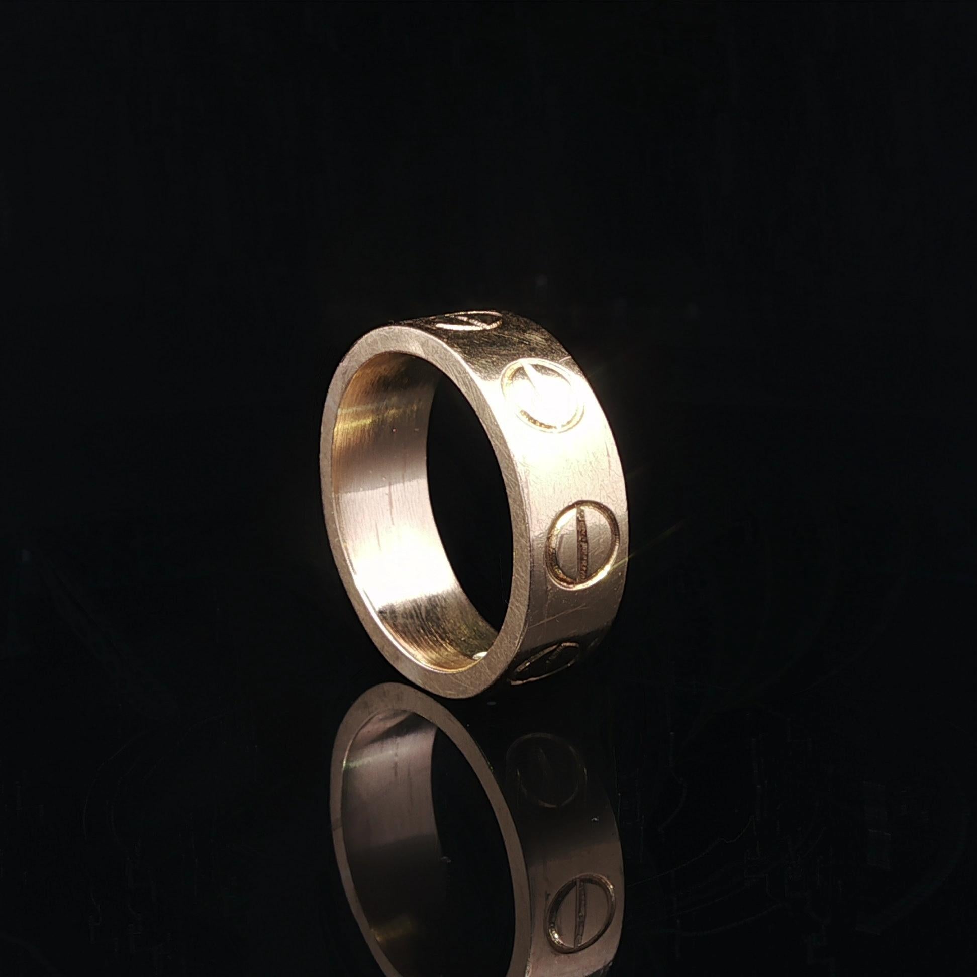 Women's Vintage Cartier Love 18k Yellow Gold 6.2mm Wide Stack Wedding Band Ring Sz 5.5 For Sale