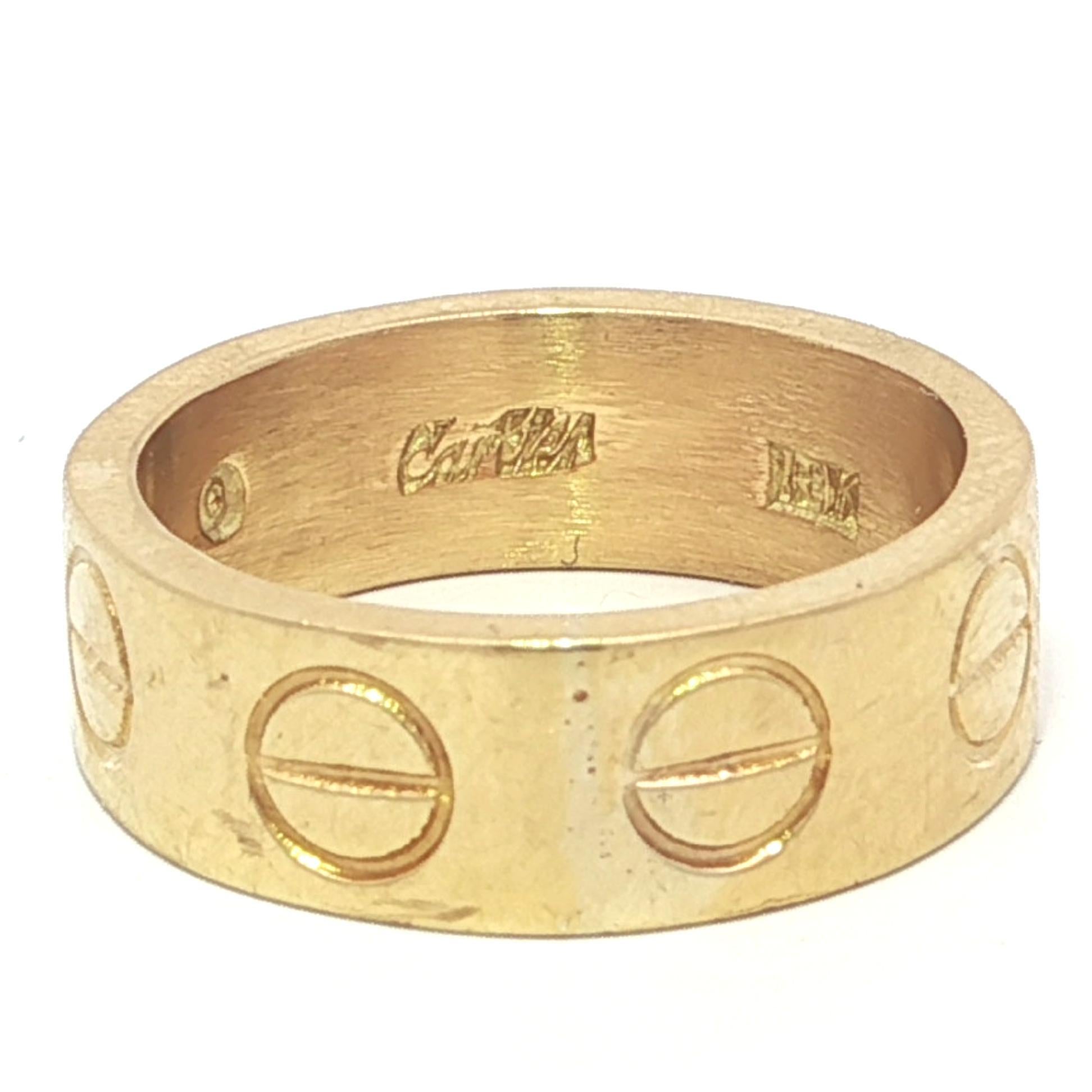 Vintage Cartier Love 18k Yellow Gold 6.2mm Wide Stack Wedding Band Ring Sz 5.5 For Sale 2
