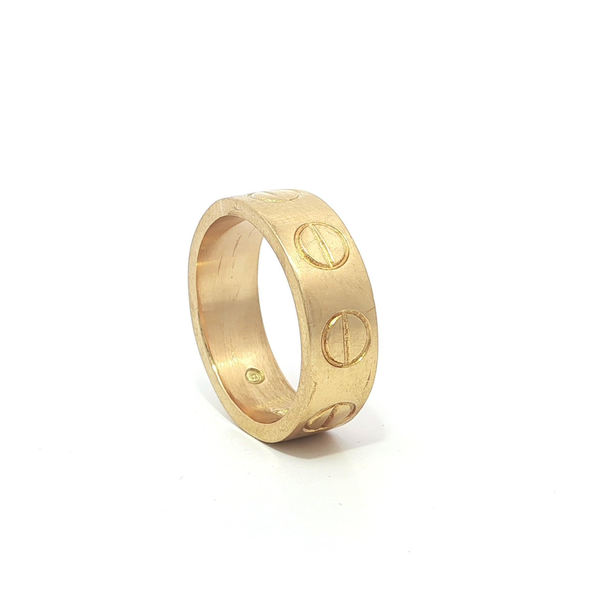 Vintage Cartier Love 18k Yellow Gold 6.2mm Wide Stack Wedding Band Ring Sz 5.5 For Sale 4