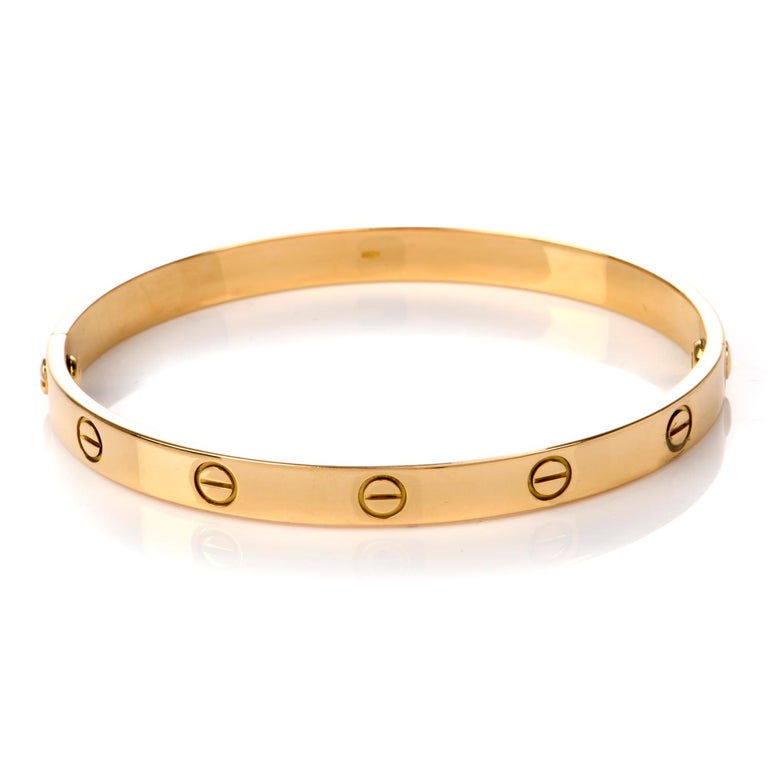 Vintage Cartier Love 18 Karat Yellow Gold Bangle Bracelet For Sale at 1stDibs sutton vintage