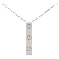 Vintage Cartier Love Bar Pendant Set in Solid 18k White Gold