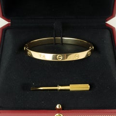 Vintage Cartier Love Bracelet 18K Yellow Gold Size 18 with Original Box & Screw