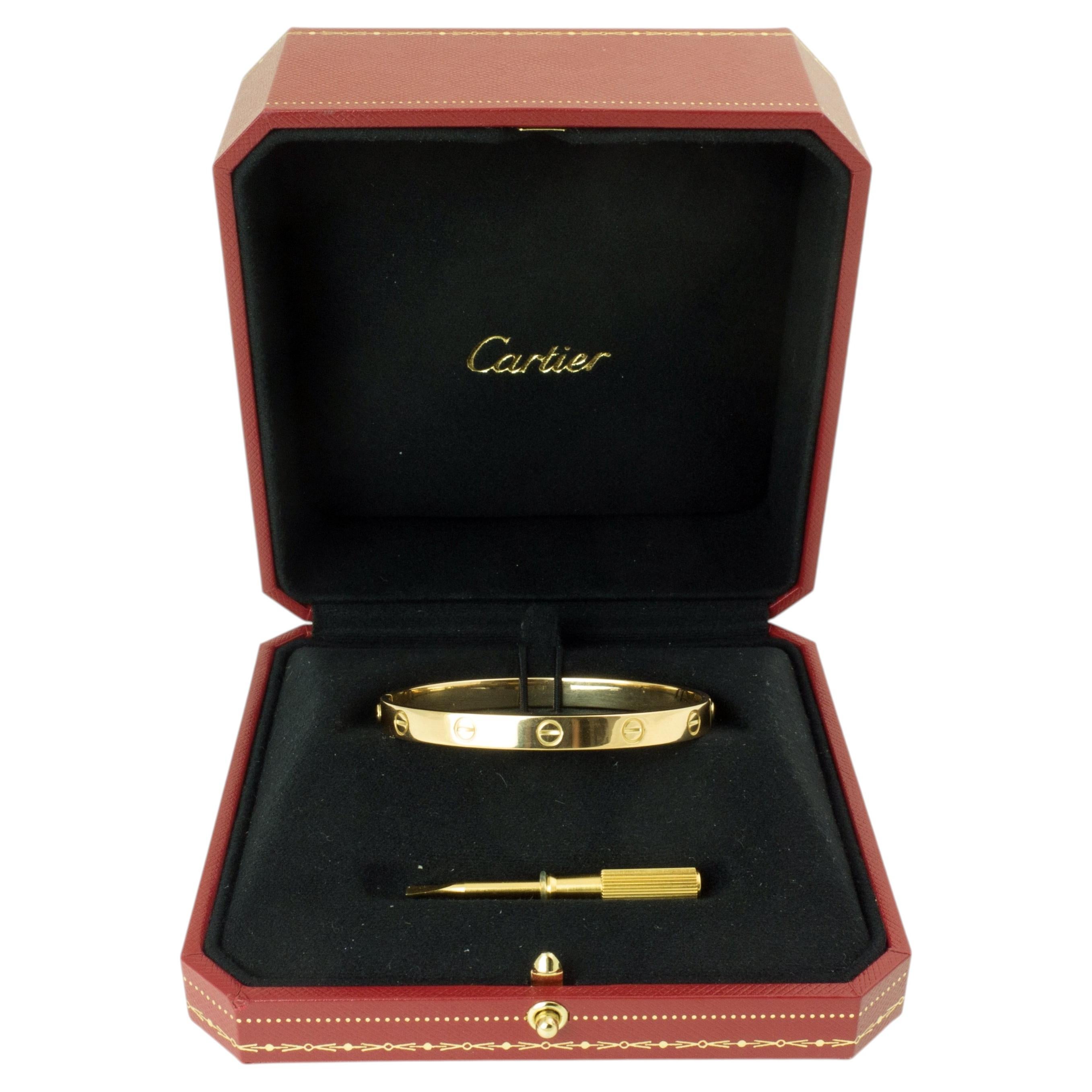 Vintage Cartier Love Bracelet 18K Yellow Gold Size 18 with Original Box & Screw