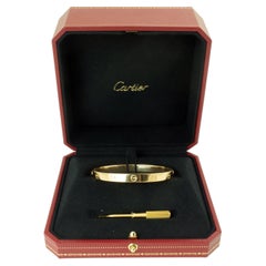 Vintage Cartier Love Bracelet 18K Yellow Gold Size 18 with Original Box & Screw