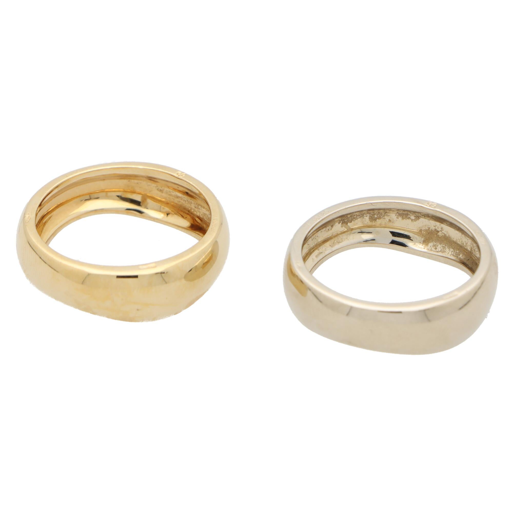 Retro Vintage Cartier Love Me Ring Set in 18k White and Yellow Gold