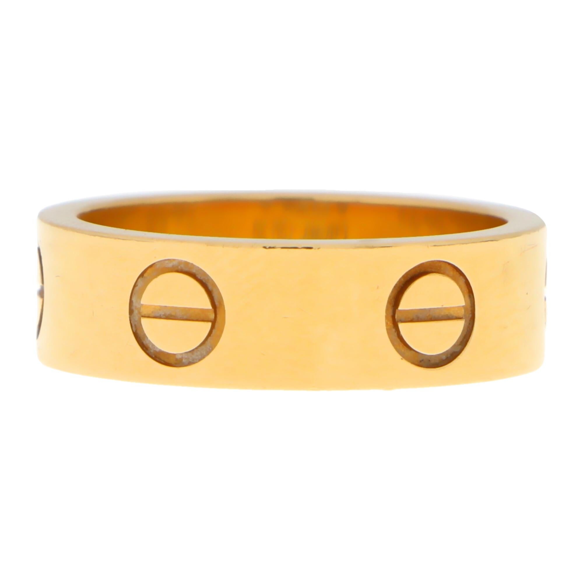Vintage Cartier Love-Ring aus 18 Karat Gelbgold, mit Zertifikat im Zustand „Gut“ in London, GB