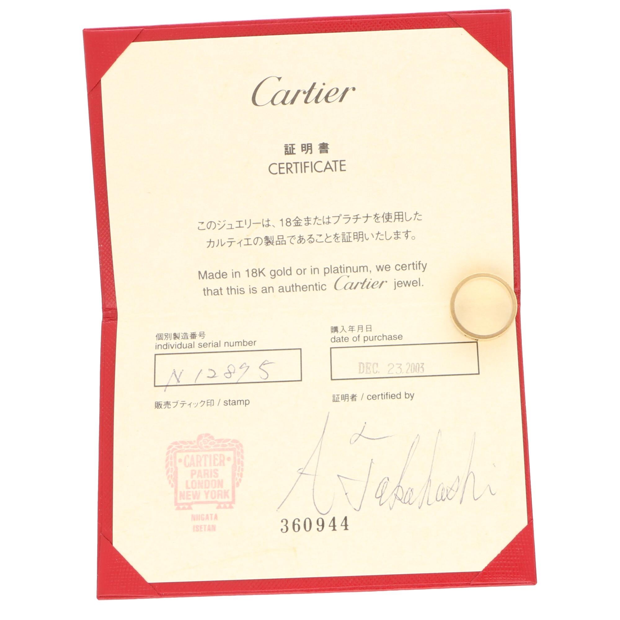 Vintage Cartier Love Ring Set in 18k Yellow Gold, with Certificate In Good Condition In London, GB