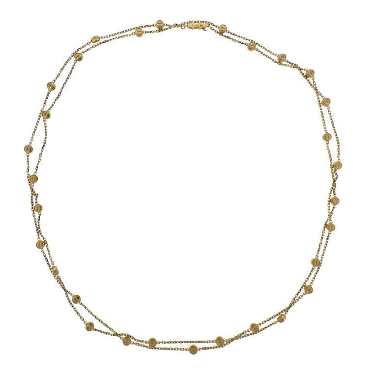 Vintage Cartier Love Station Gold Long Necklace For Sale at 1stdibs