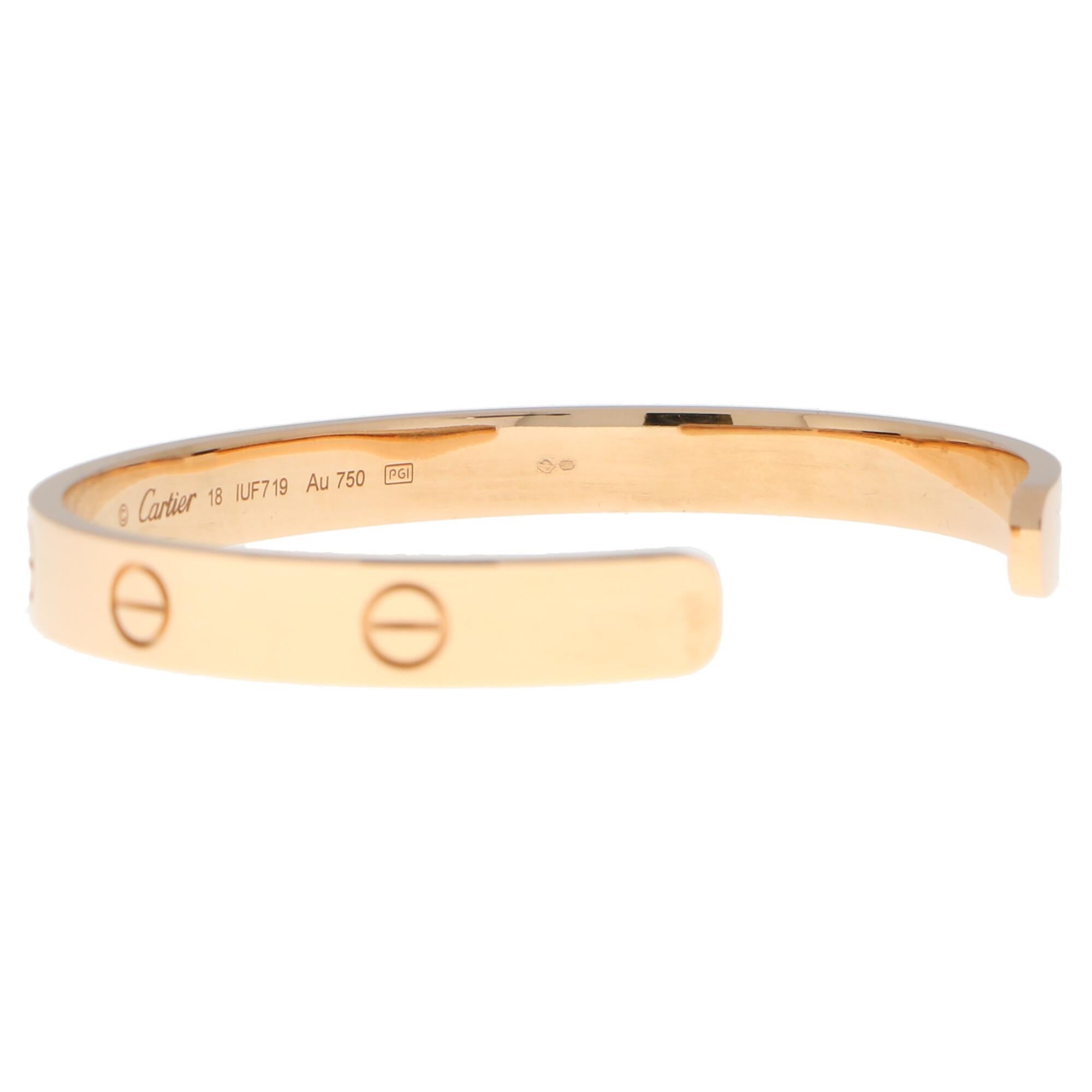 cartier love bangle size chart