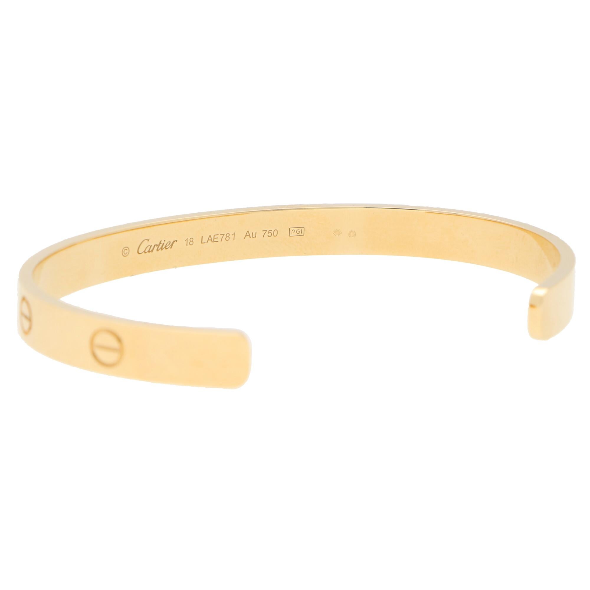 Vintage Cartier LOVE U Bangle Set in 18k Yellow Gold, with Box and Certificate In Good Condition In London, GB