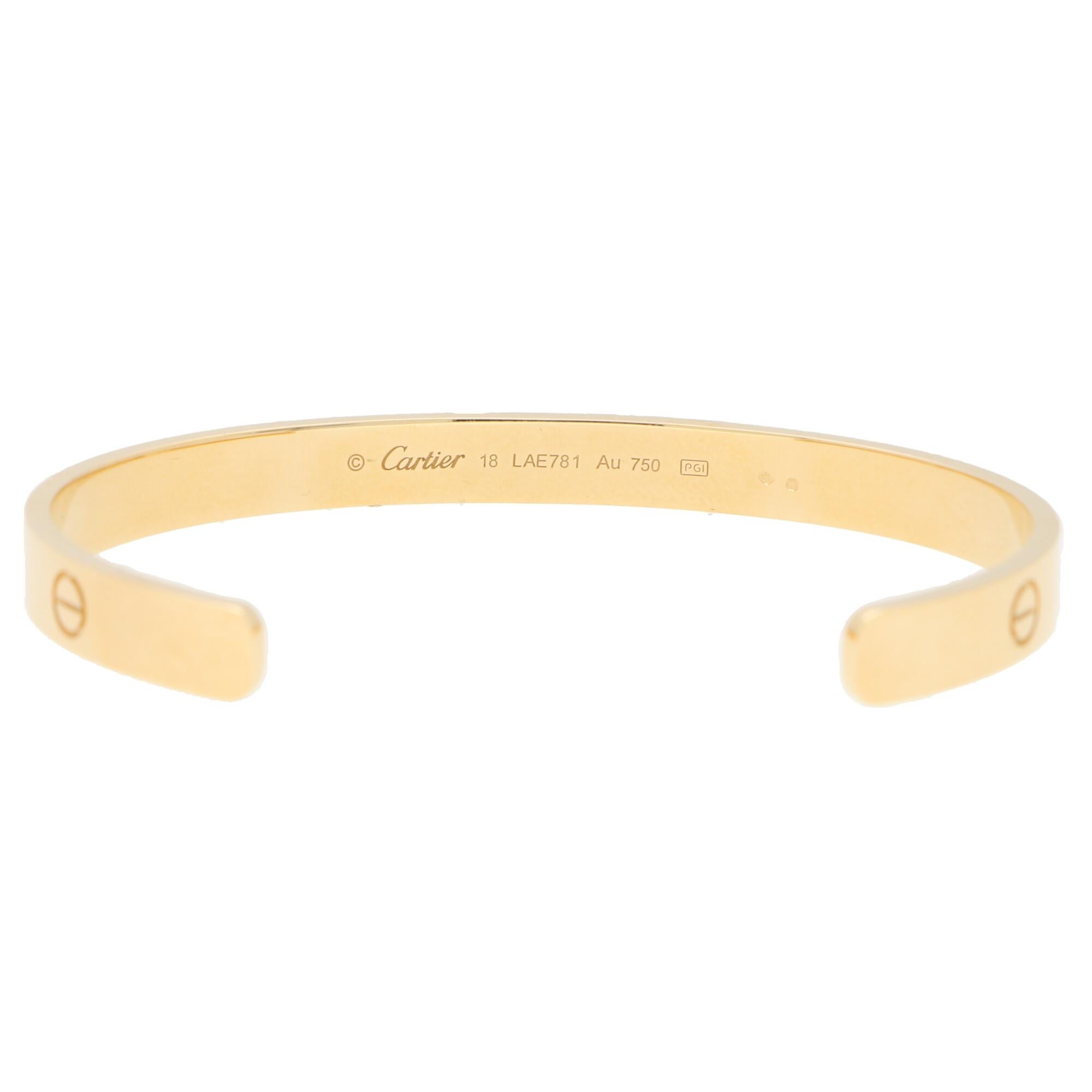 Women's or Men's Vintage Cartier LOVE U Bangle Set in 18k Yellow Gold, with Box and Certificate