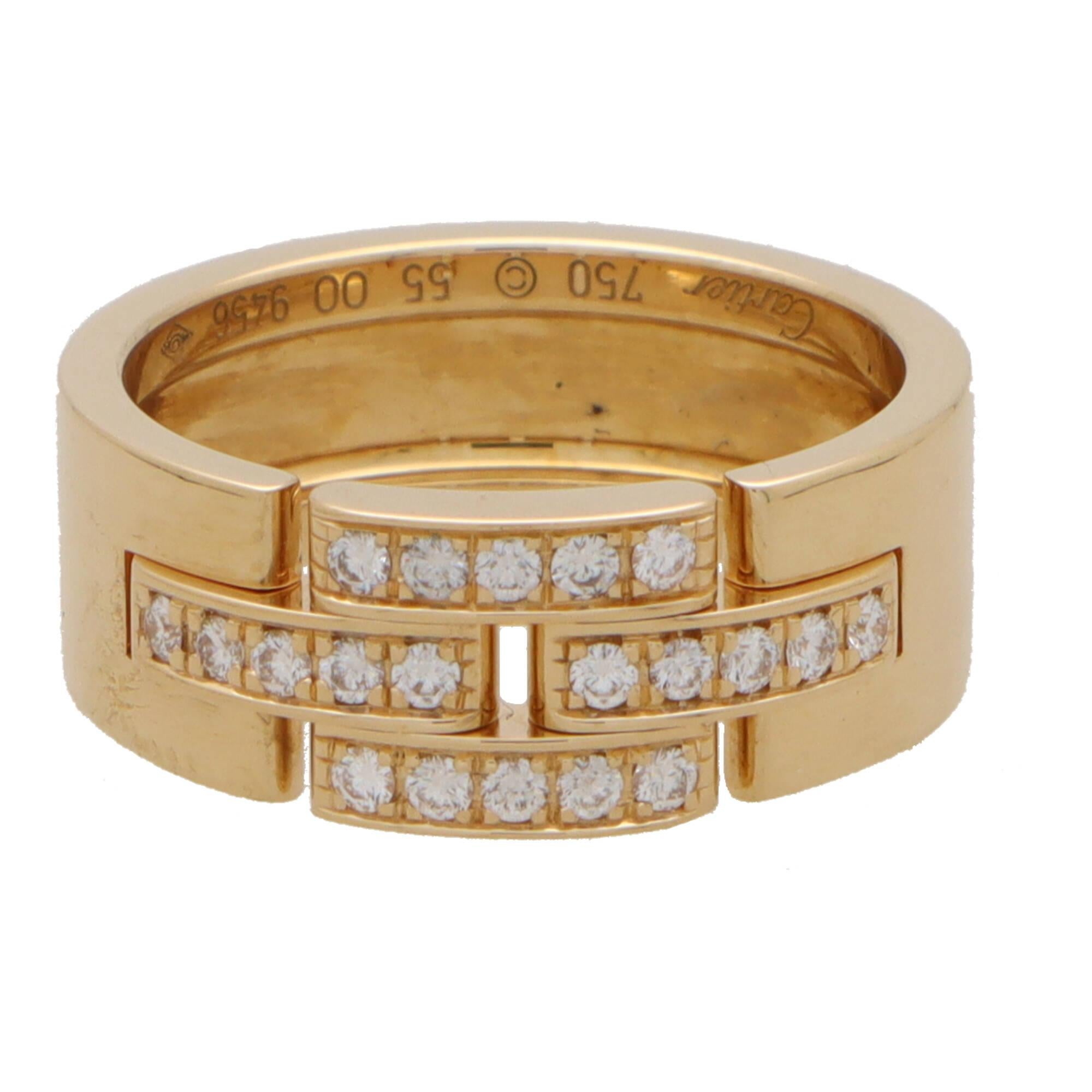 Round Cut Vintage Cartier Maillion Diamond Ring in 18k Yellow Gold
