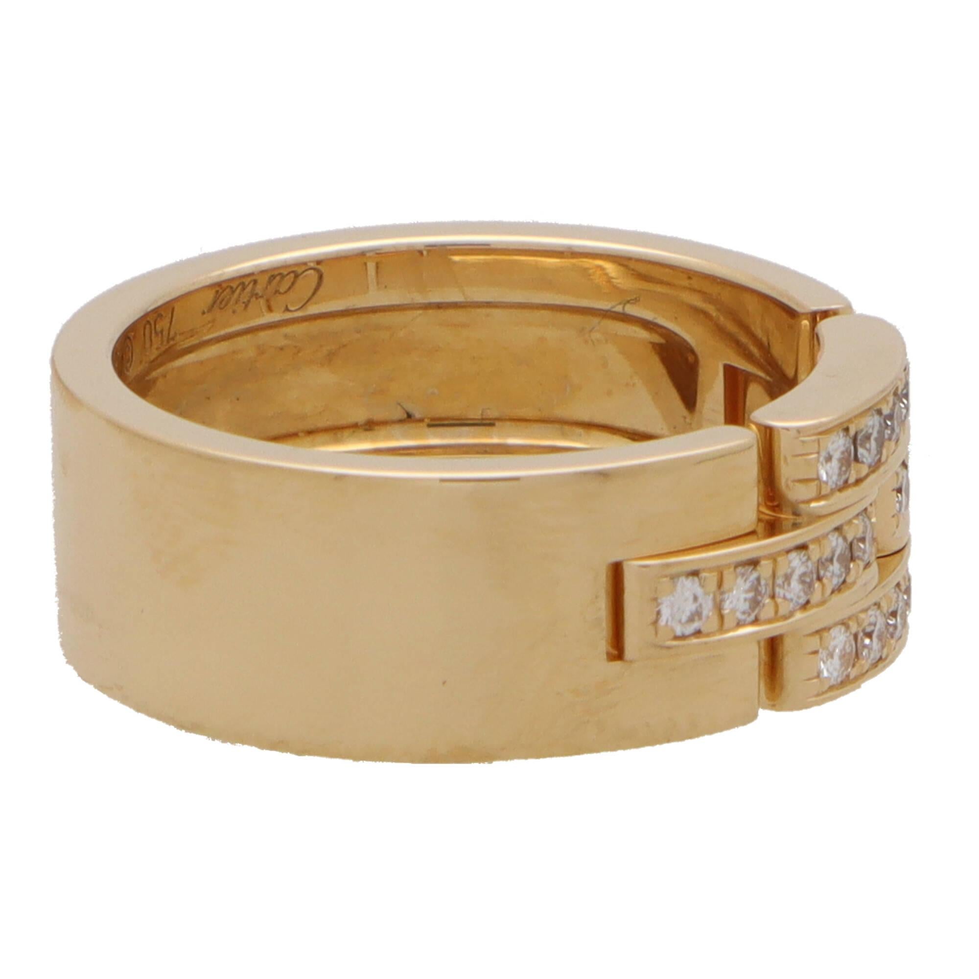 Women's or Men's Vintage Cartier Maillion Diamond Ring in 18k Yellow Gold