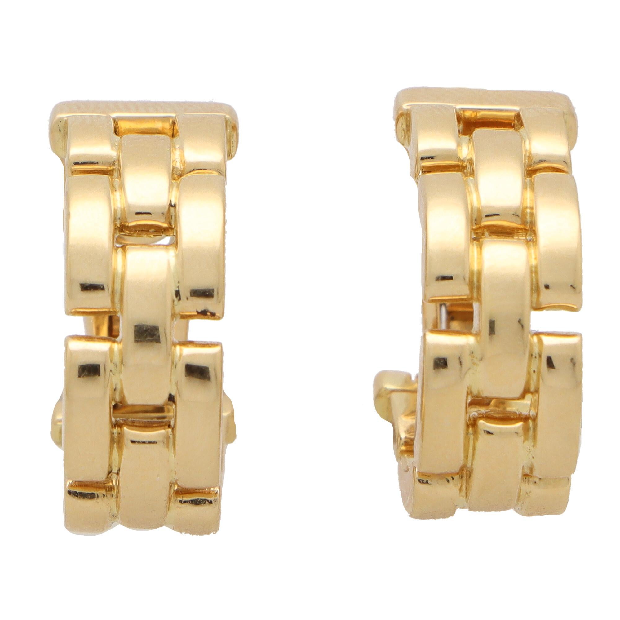 Retro  Vintage Cartier Maillon De Panthere Hoop Earrings Set in Solid 18k Yellow Gold