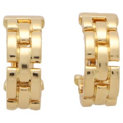  Retro Cartier Maillon De Panthere Hoop Earrings Set in Solid 18k Yellow Gold