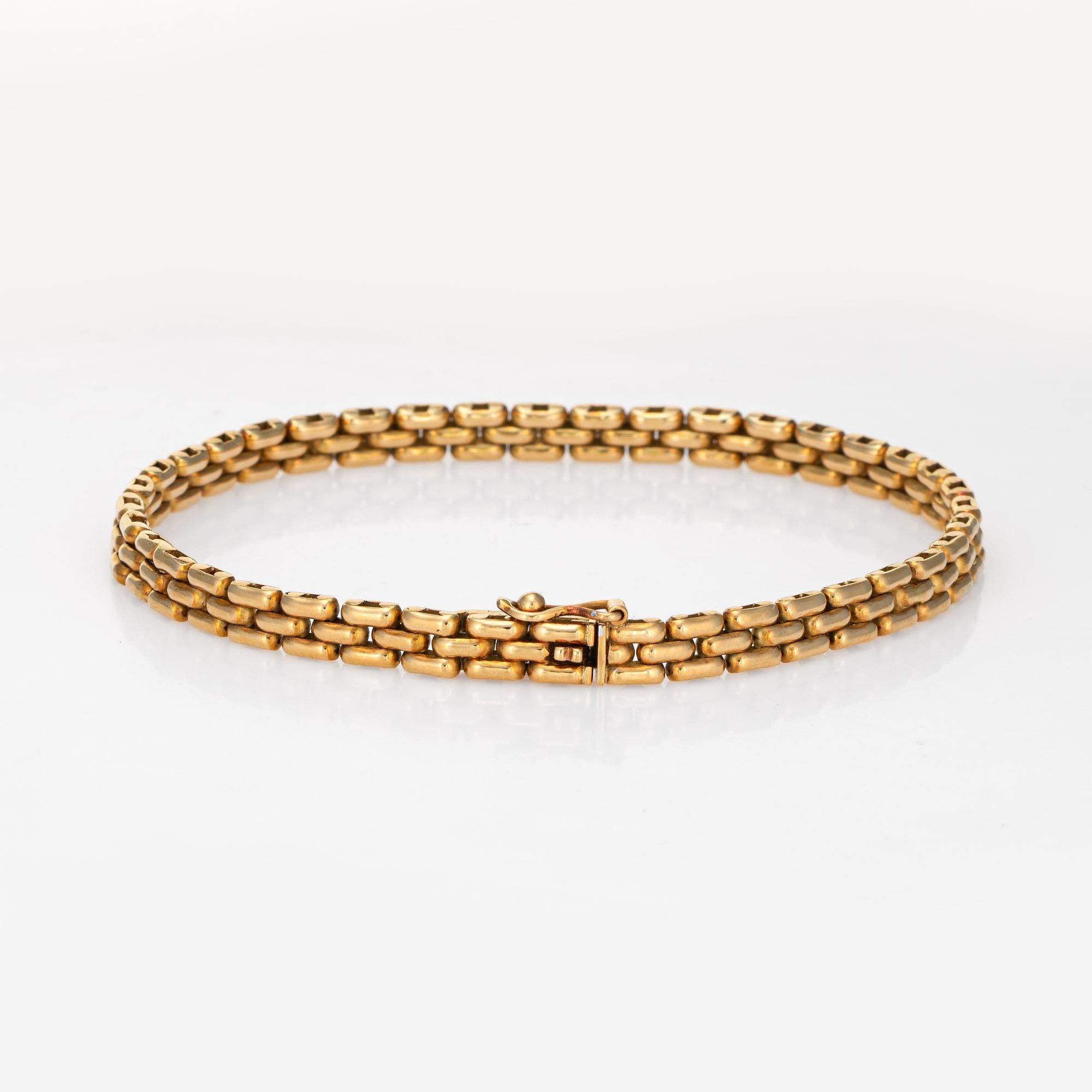 Stylish vintage Cartier Maillon Panthere bracelet crafted in 18 karat yellow gold.  

The slender 4.2mm (0.16 inch) bracelet is a Cartier classic. The bracelet is great worn alone or layered with your fine jewelry from any era. 

The bracelet is in