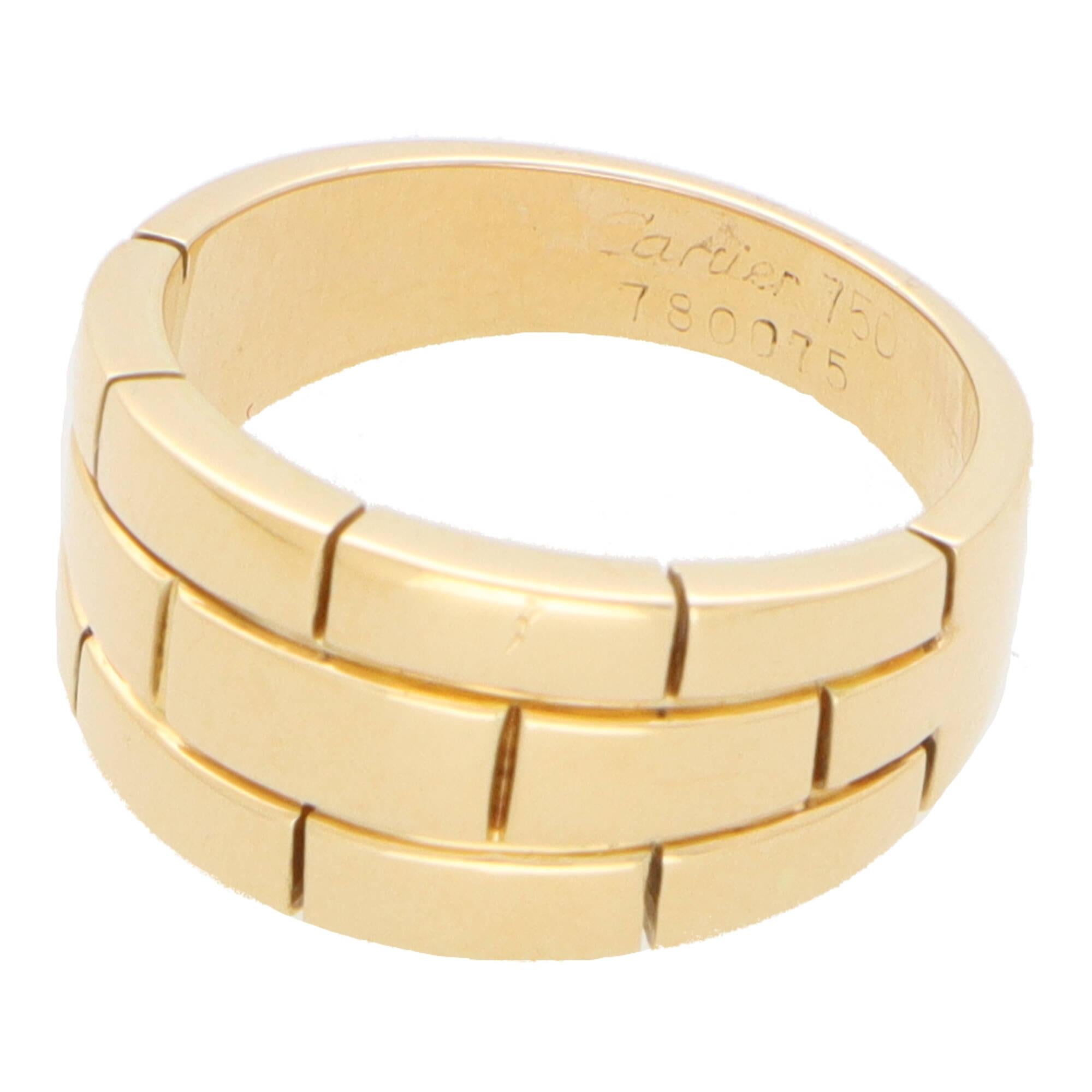 Retro Vintage Cartier Maillon Panthère Brick Link Ring in 18k Yellow Gold For Sale