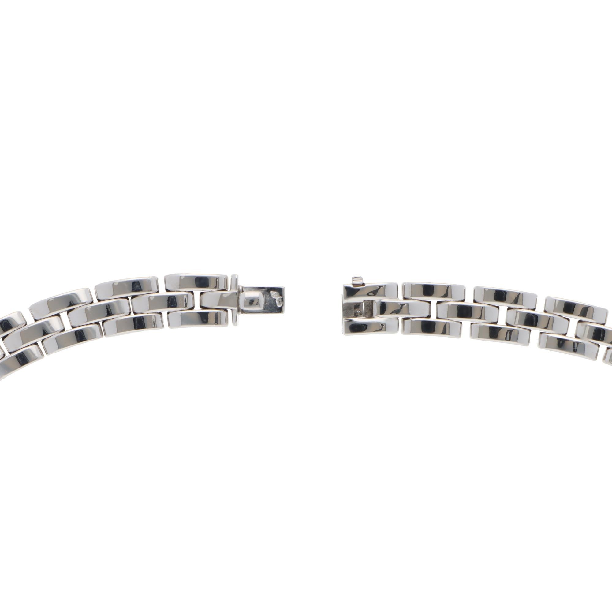 Brilliant Cut Vintage Cartier Maillon Panthère Diamond Necklace in White Gold For Sale