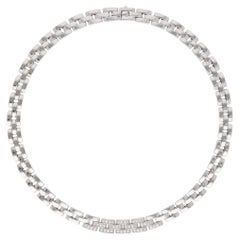 Vintage Cartier Maillon Panthère Diamond Necklace in White Gold