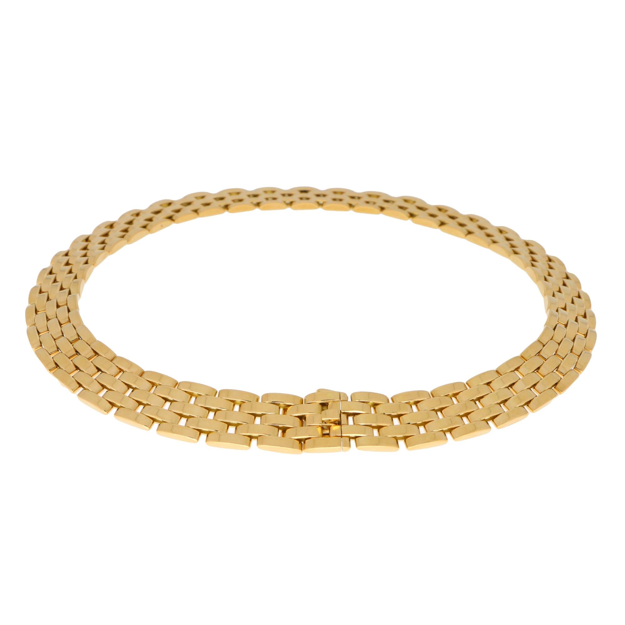 Vintage Cartier Maillon Panthère Five Row Necklace in 18k Yellow Gold In Excellent Condition In London, GB