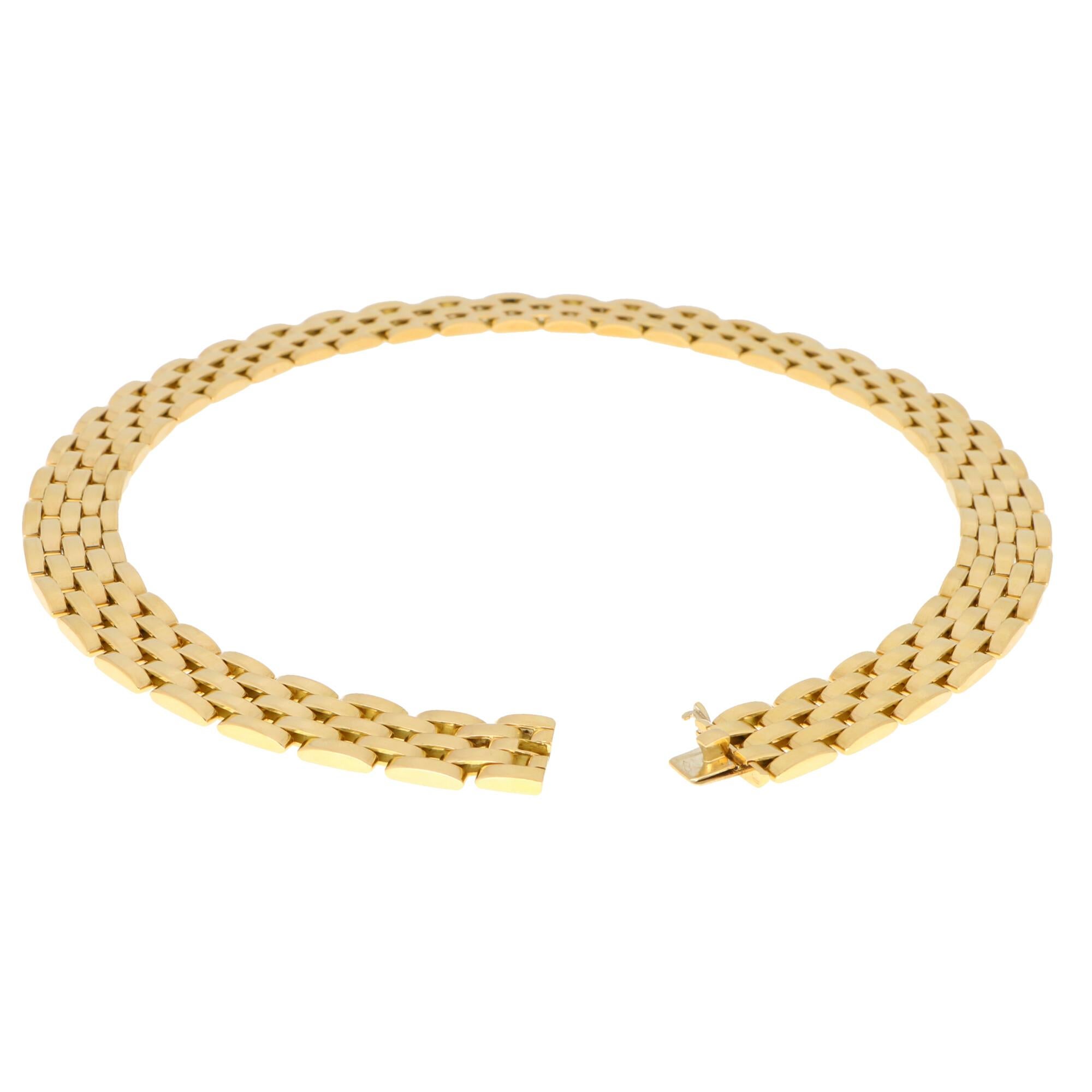 Women's or Men's Vintage Cartier Maillon Panthère Five Row Necklace in 18k Yellow Gold