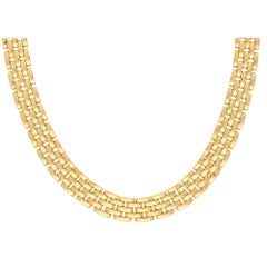 Vintage Cartier Maillon Panthère Five Row Necklace in 18k Yellow Gold
