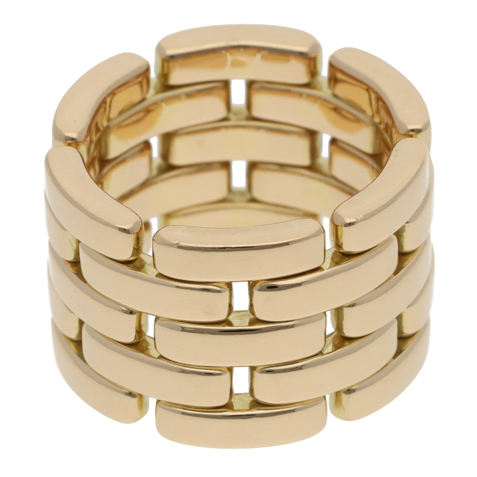 Vintage Cartier Maillon Panthère Fünf Reihen Ring in Gelbgold (Moderne) im Angebot