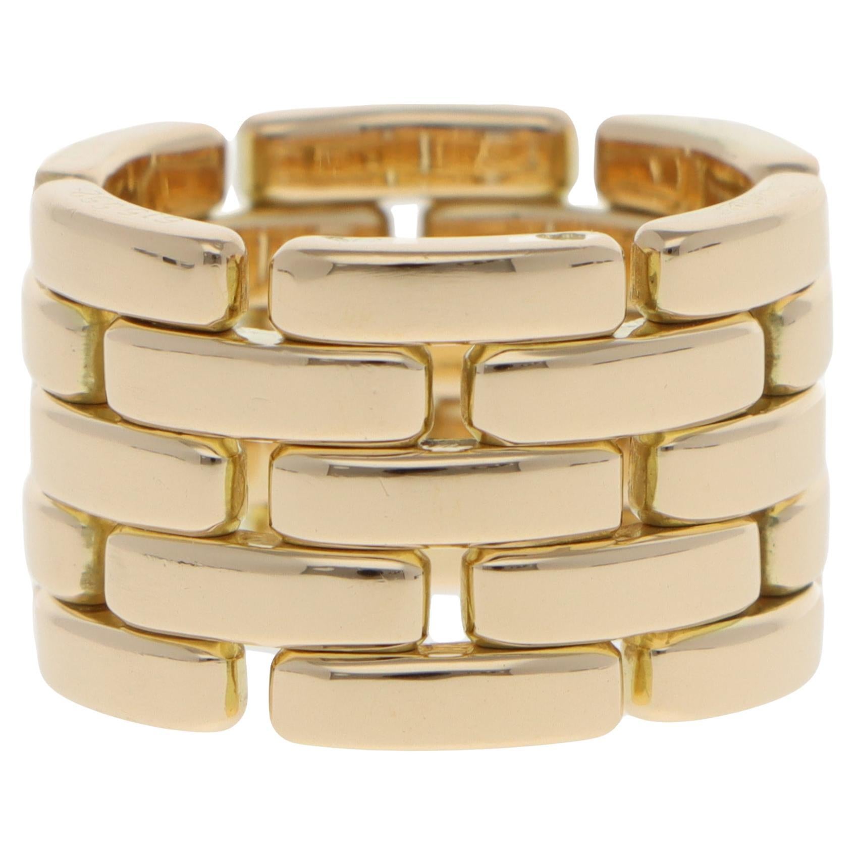 Vintage Cartier Maillon Panthère Fünf Reihen Ring in Gelbgold im Angebot