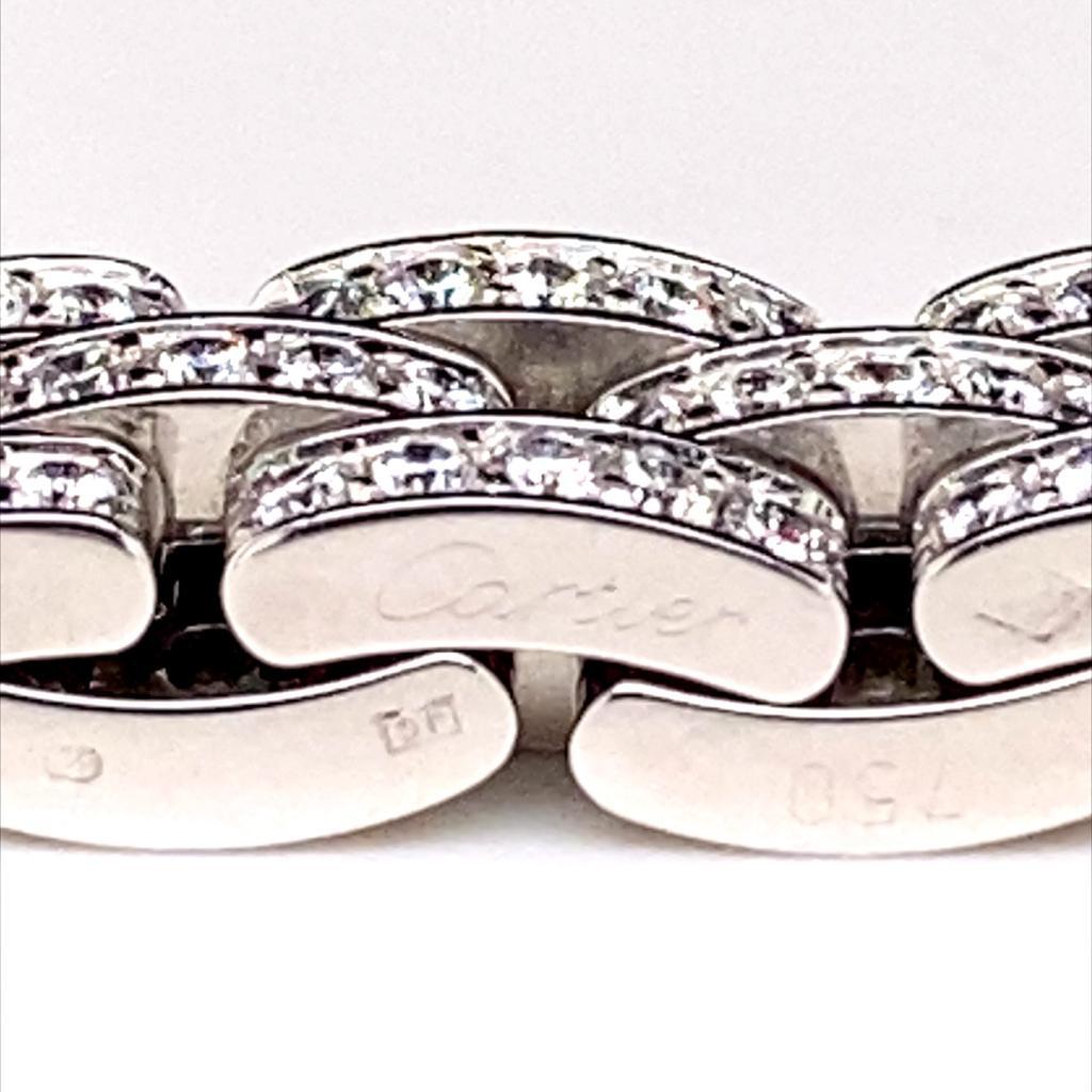 Modern Vintage Cartier Maillon Panthère Flexible Diamond Set 18 Karat white Gold Ring