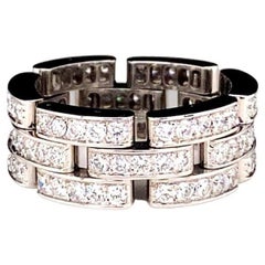 Vintage Cartier Maillon Panthère Flexible Diamond Set 18 Karat white Gold Ring