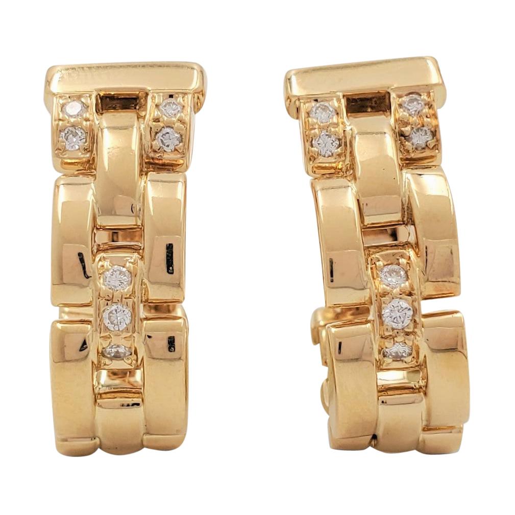 Vintage Cartier 'Maillon Panthère' Three-Row Yellow Gold and Diamond Earrings
