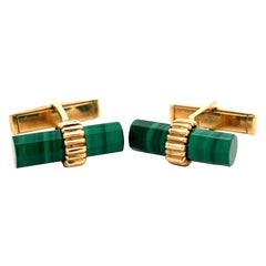 Vintage Cartier Malachite Gemstone Cufflink Set