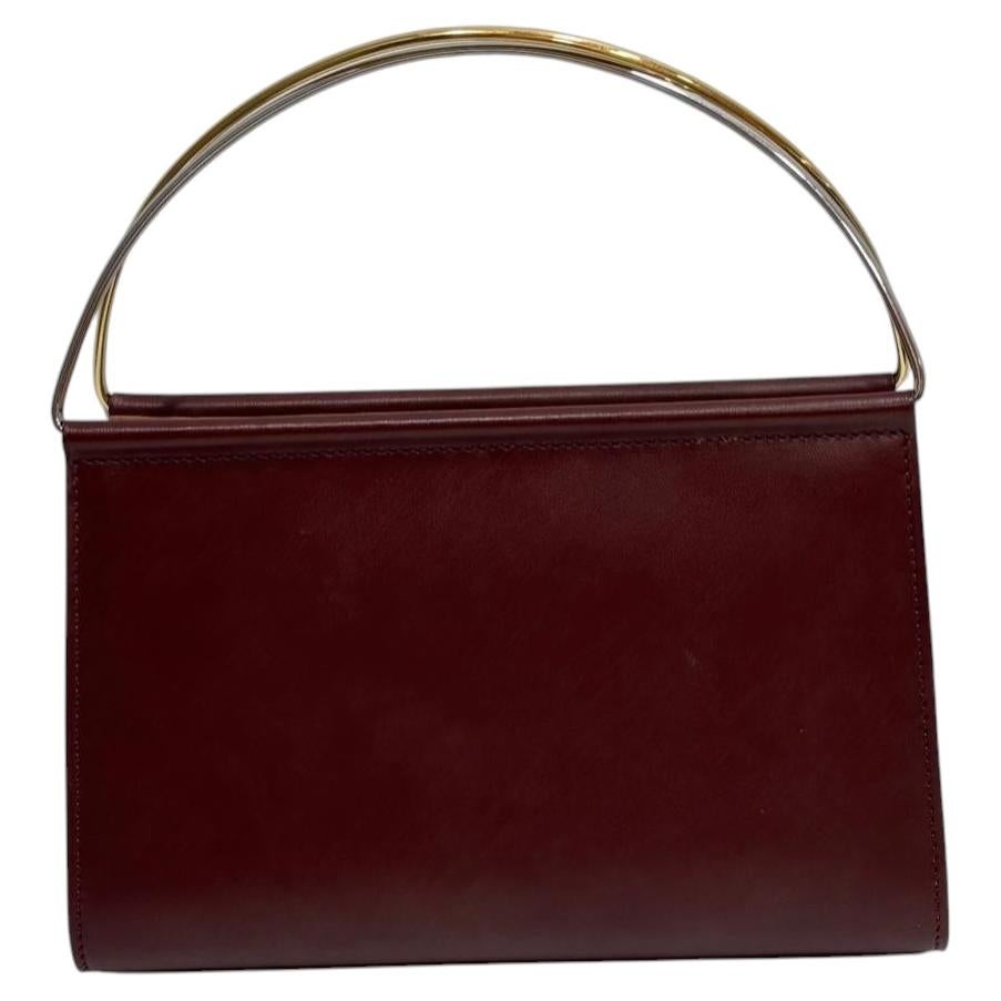 Vintage Cartier Maroon Mini Trinity Evening Bag For Sale