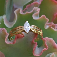 Vintage Cartier Marquise Diamond 18 Karat Tricolor Ring