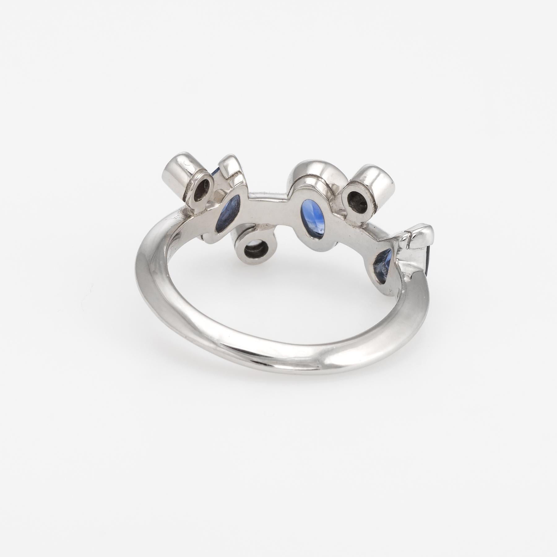 Modern Vintage Cartier Meli Melo Blue Sapphire Diamond Ring Platinum Estate Jewelry
