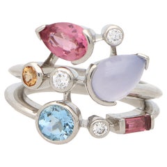 Vintage Cartier Meli Melo Semi Precious Dress Ring Set in Platinum