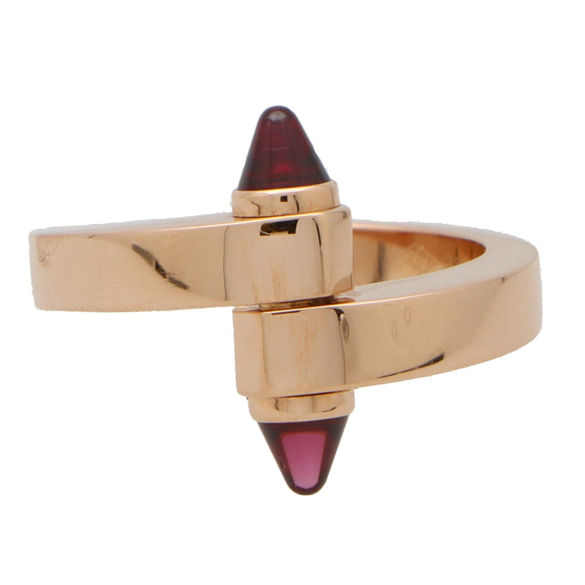 Modern Vintage Cartier Menotte Tourmaline Ring in 18k Rose Gold