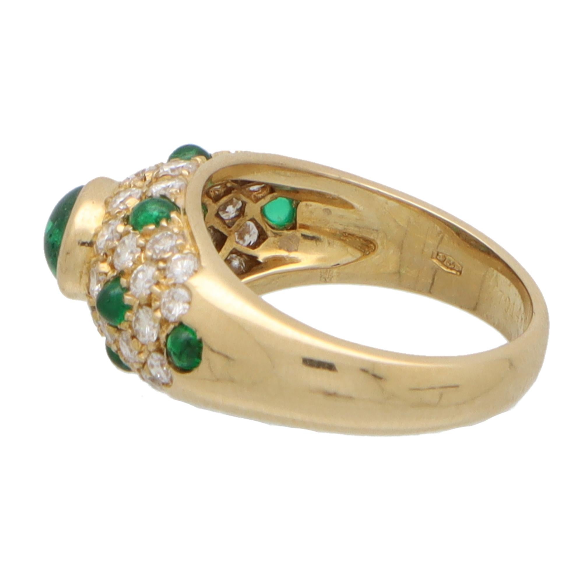 Vintage Cartier Mimi Emerald and Diamond Ring in Yellow Gold In Excellent Condition In London, GB