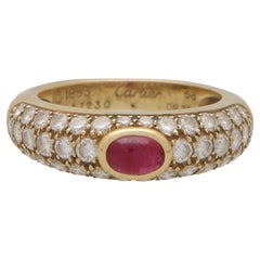 Used Cartier Mimi Ruby and Diamond Ring in 18k Yellow Gold