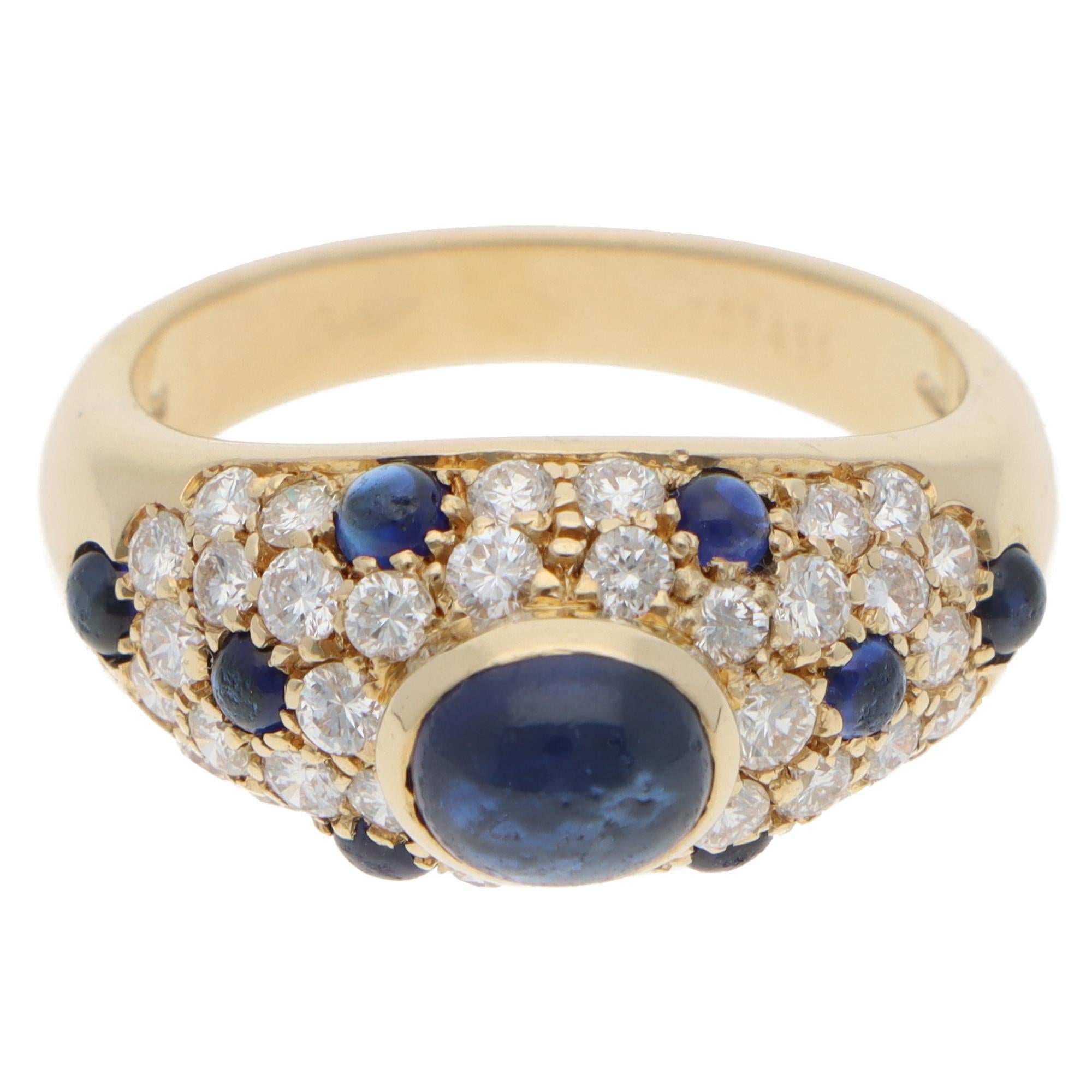 Vintage Cartier Mimi Sapphire and Diamond Ring in Yellow Gold In Good Condition For Sale In London, GB